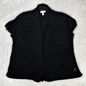 Dress Barn Size XL Extra Large Misses Sleeveless Open Shirt Black